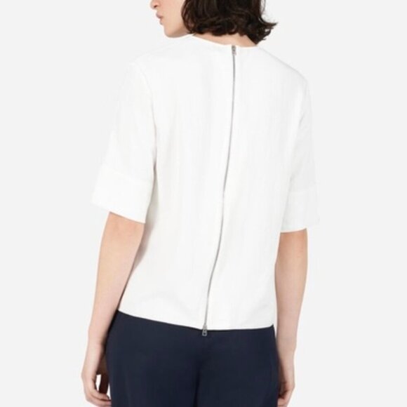 Everlane Women's Size 6 White Ivory Japanese GoWeave Crewneck Blouse Zipper Back - Picture 2 of 7